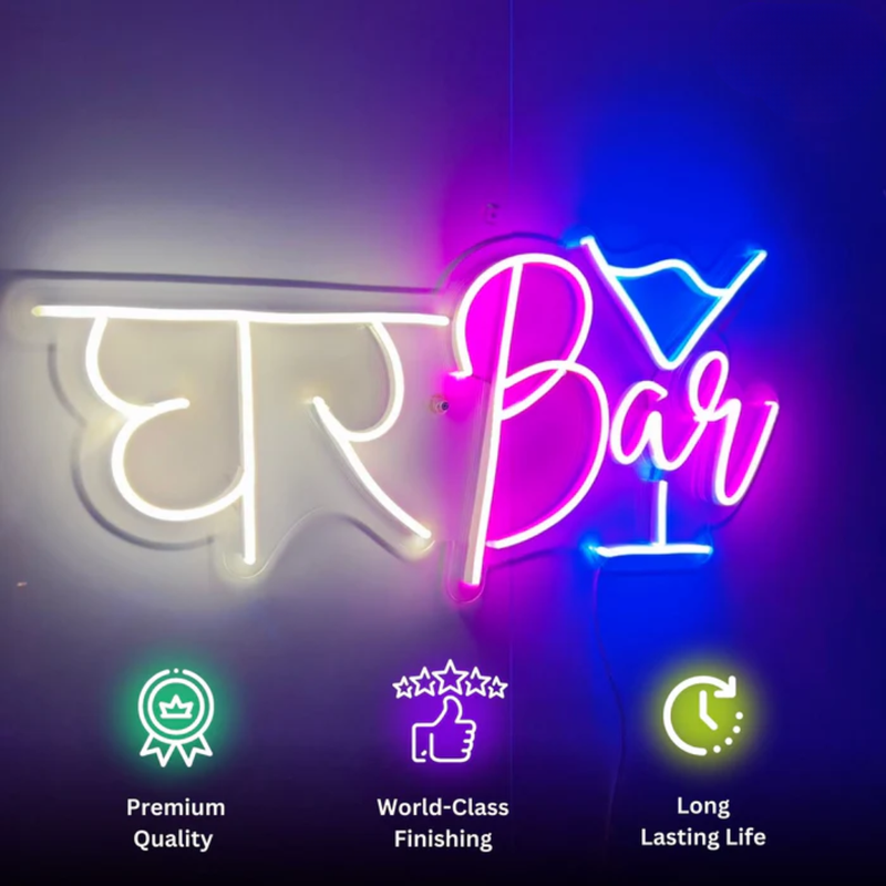 Ghar Bar Neon Light Sign