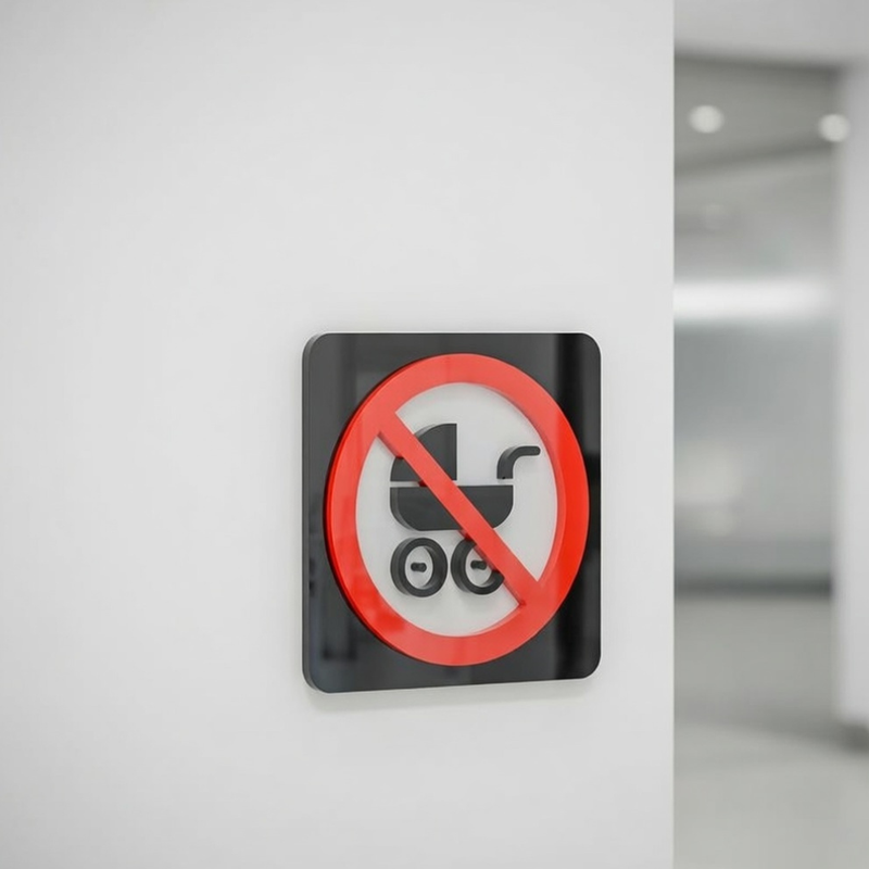 No Strollers - Layered 3D Prohibition Sign