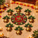 Shubh Swastik Floral MDF Rangoli