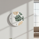 Monstera Whisper Birch Clock - Sage Green