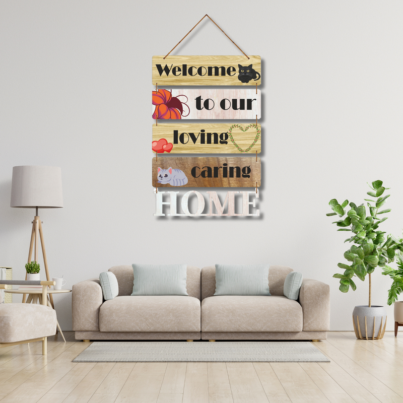 "Welcome to Our Loving Caring Home" wall hanging