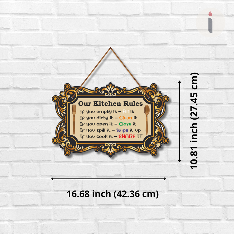 Elegant Kitchen Rules Wall Hanging