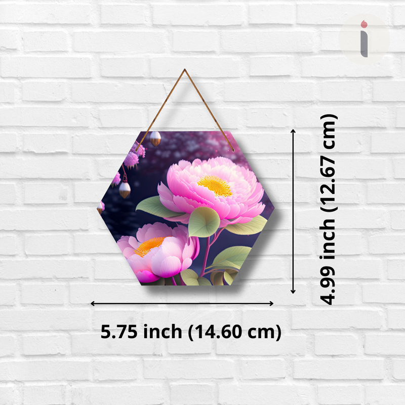 Floral & Nature Hexagon Wooden Wall Hanging Set