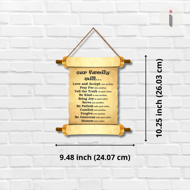 Family Values Scroll Wall Hanging