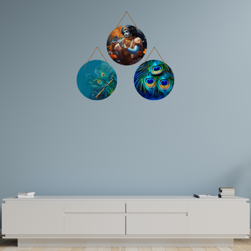 Divine Krishna with Peacock Wall Hanging