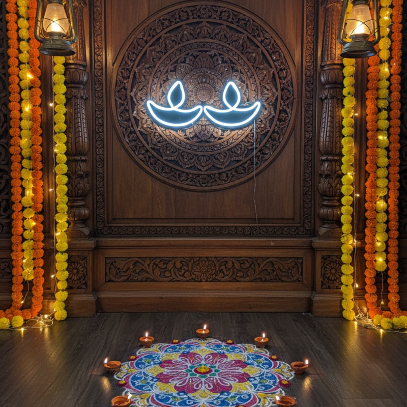 Divine Glow Diya Neon Light