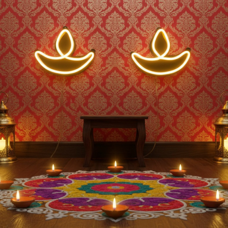 Divine Glow Diya Neon Light