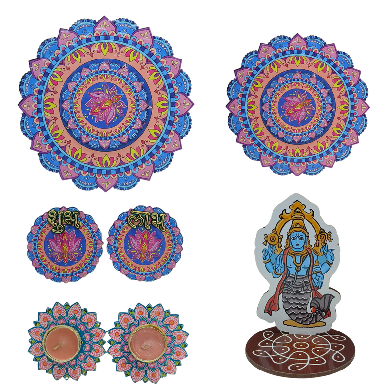 Auspicious Diwali Festival MDF Décor Set