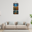 Ganesha, Peacock, Krishna Flute Wooden Wall Hanging