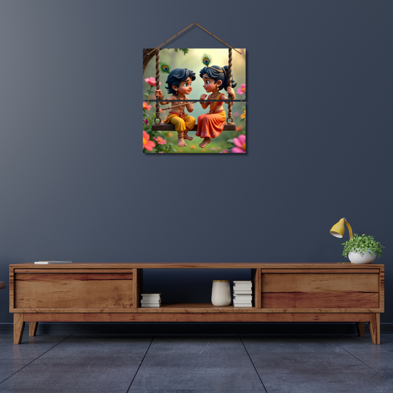 Divine Childhood – Krishna and Radha on Swing