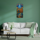 Ganesha, Peacock, Krishna Flute Wooden Wall Hanging
