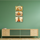 Radha Krishna, Ganesha, Laxmi Mata Wooden Wall Hanging