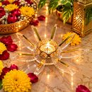 Golden Crystal Diya Stand