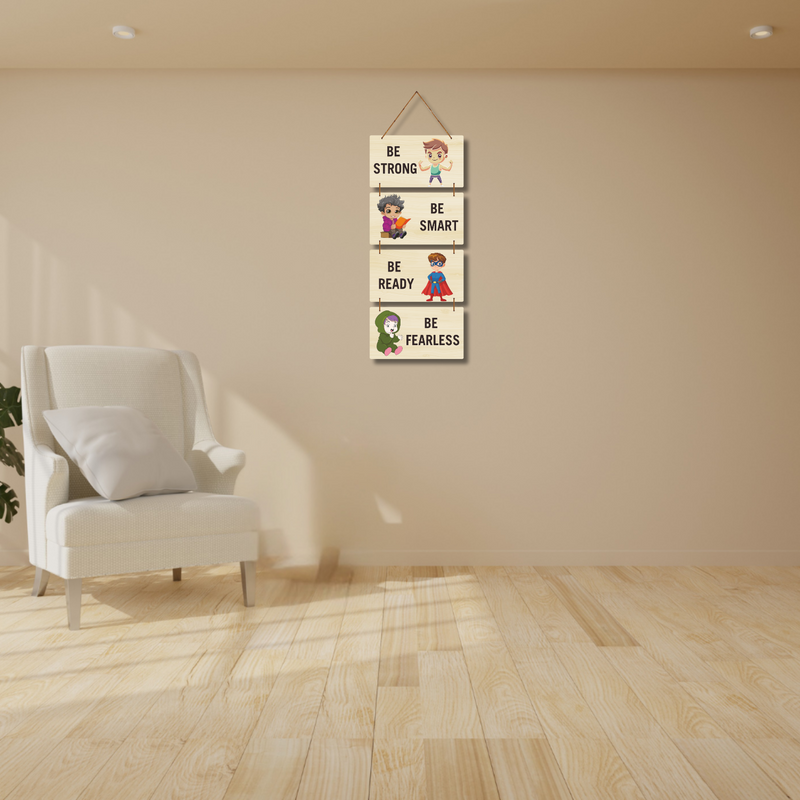 Motivational Kids Wall Hanging – Be Strong, Be Smart, Be Ready, Be Fearless - ICraft asia