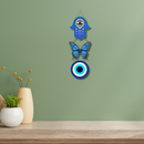 Wooden Blue Butterfly Evil Eye wall hanging - ICraft asia