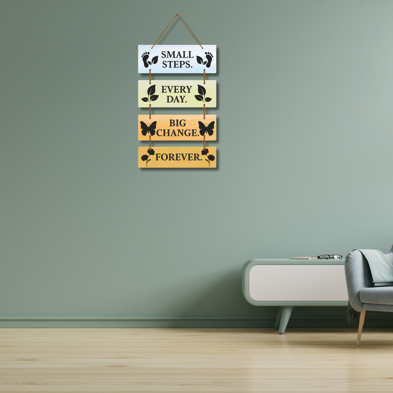 Small Steps Every Day Motivational Wooden Wall Hanging