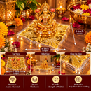 Gold Floral Mandala Pooja Chowki