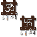 Wooden Om & Swastik Key Holder - ICraft asia