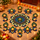 Royal Blue Floral Mandala Rangoli