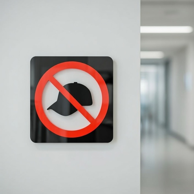 No Caps or Hats - Layered 3D Prohibition Sign - ICraft asia