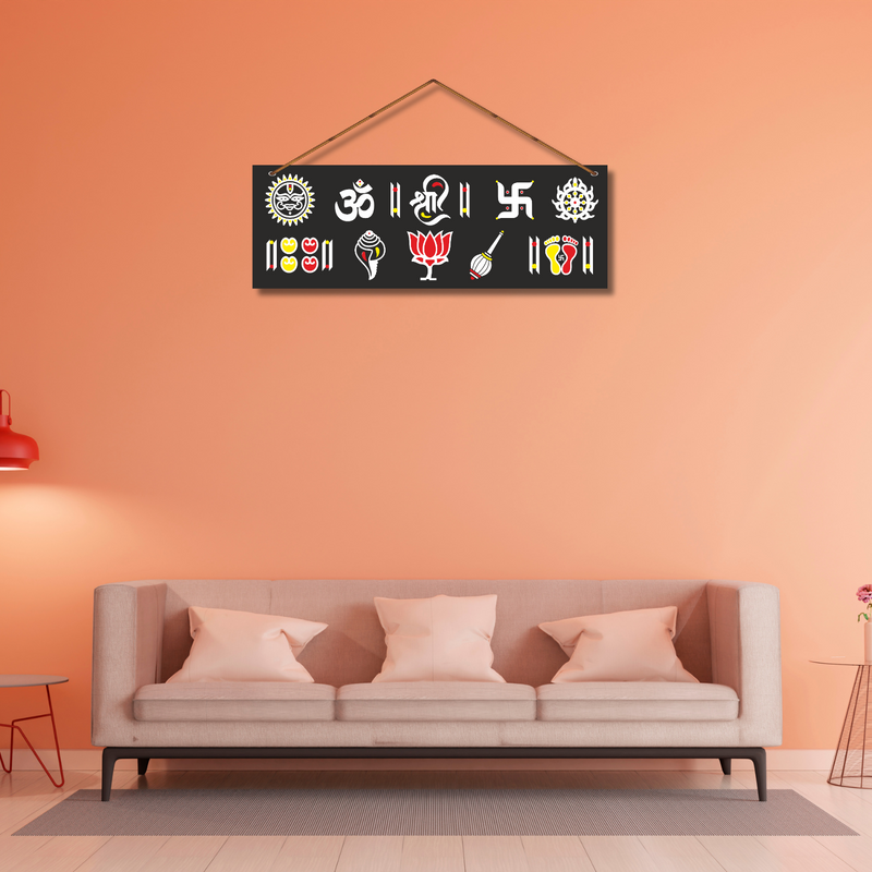 Shubh Sanket – Spiritual Hindu Symbol Wall Hanging - ICraft asia