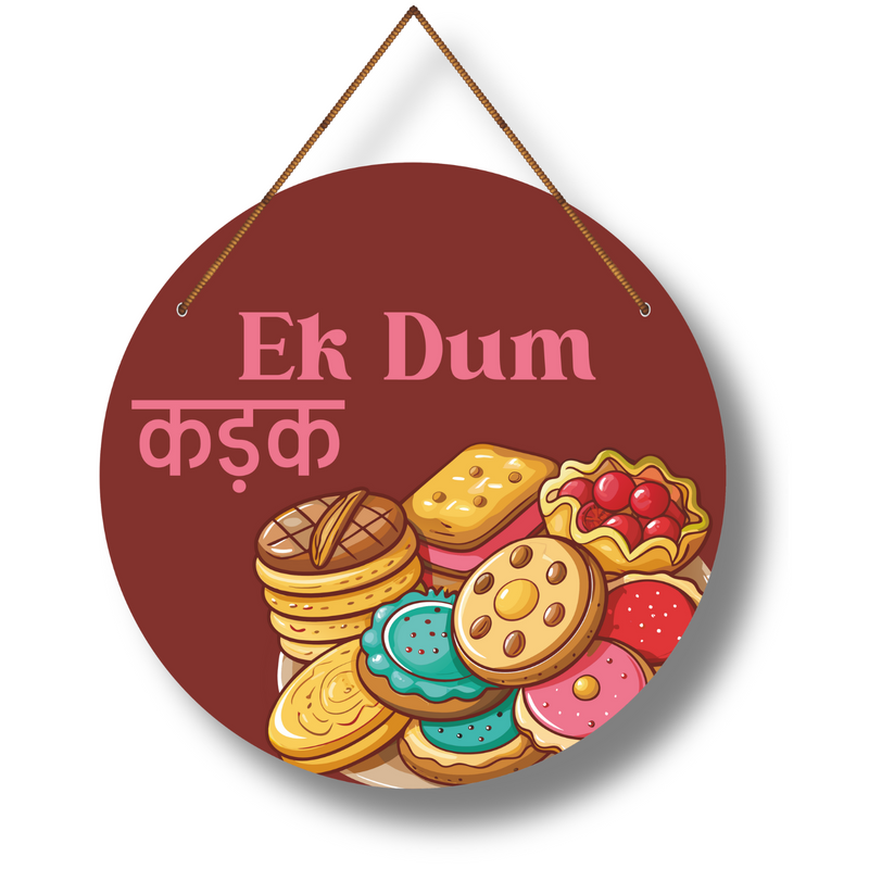 Ek Dum Kadak – Funky Biscuit- Round Wall Hanging