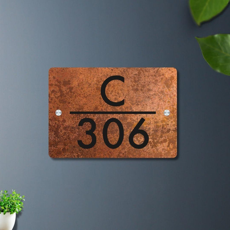 Futura (Rust Black) - Contemporary House Number/Name Sign