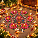 Royal Elephant Rangoli Diya Set