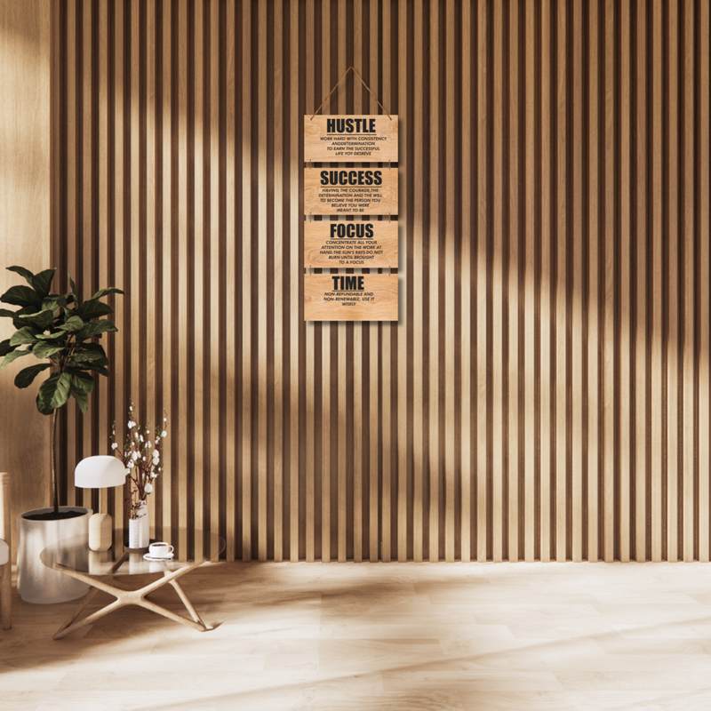 Work Ethic Wall Hanging – Hustle, Success, Focus & Time Motivation Board - ICraft asia