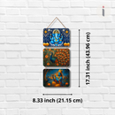Ganesha, Peacock, Krishna Flute Wooden Wall Hanging