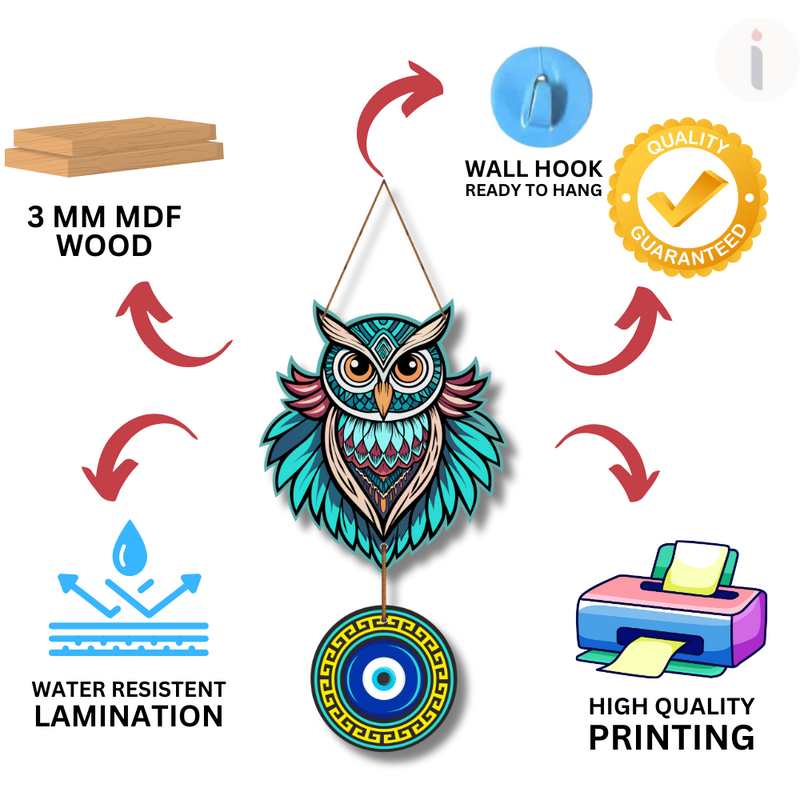 Wise Owl Evil Eye Wall Hanging