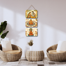 Radha Krishna, Ganesha, Laxmi Mata Wooden Wall Hanging