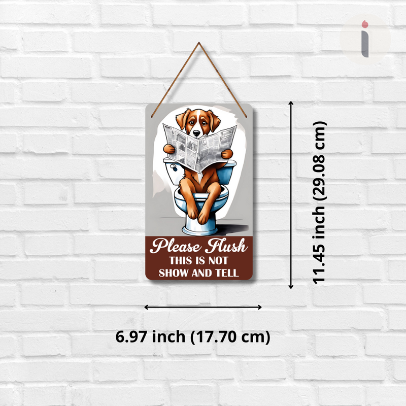 Funny Dog Toilet Reminder Wall Hanging