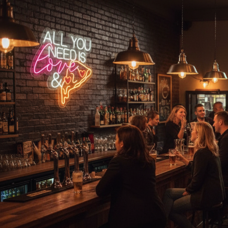 All You Need Is Love & Pizza Neon Sign