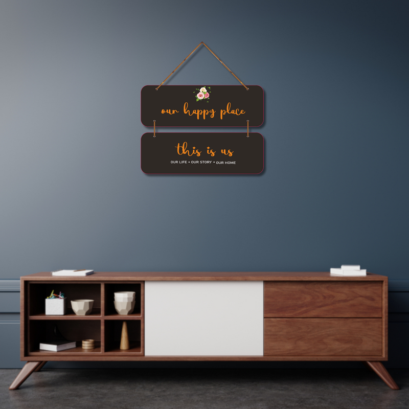 "Our Happy Place "- 2 Layers  Wooden Wall Hanging - ICraft asia