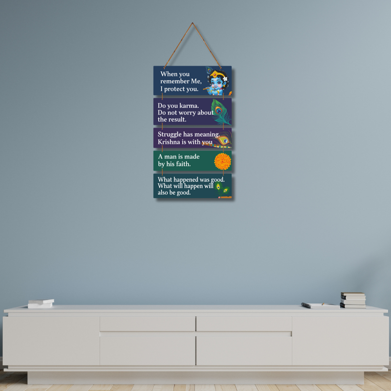 Wisdom from the Gita Shri Krishna Wooden Wall Hanging
