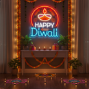 Happy Diwali Diya Design UV Neon Sign
