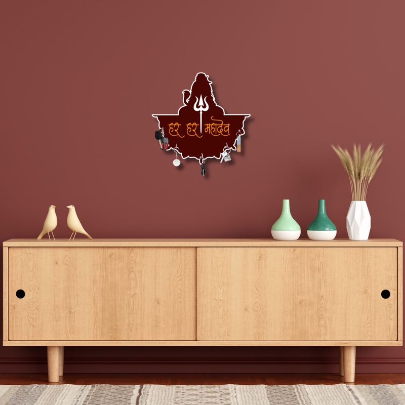 Har Har Mahadev Wooden Key Holder - ICraft asia