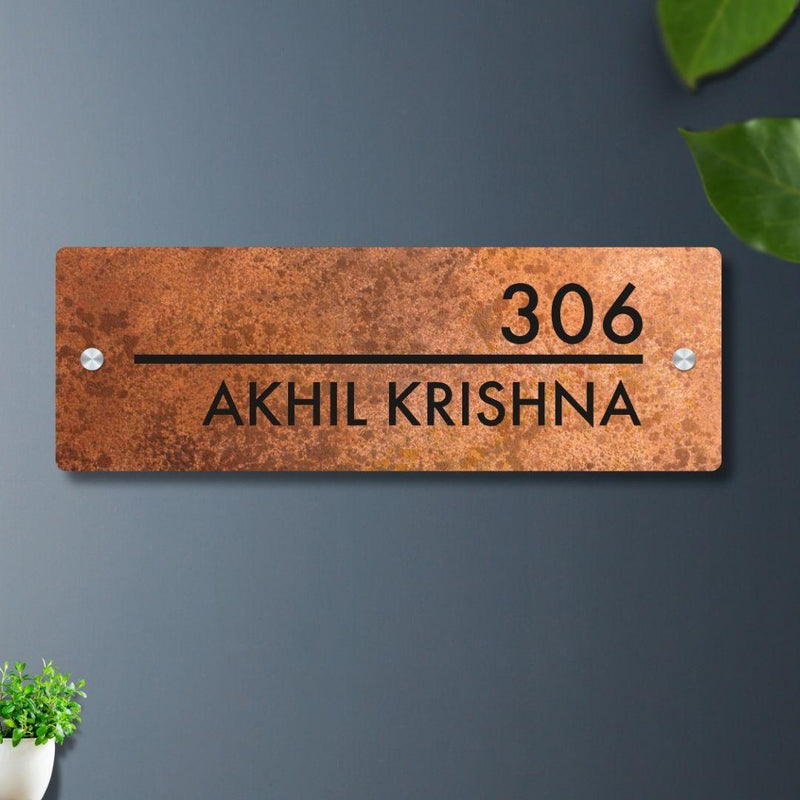 Futura (Rust Black) - Contemporary House Number/Name Sign