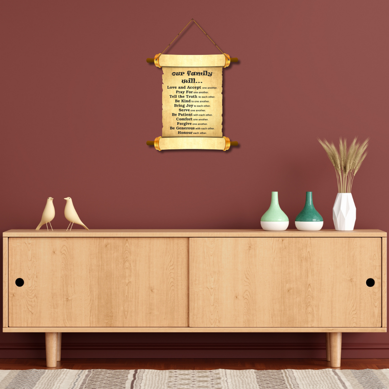 Family Values Scroll Wall Hanging