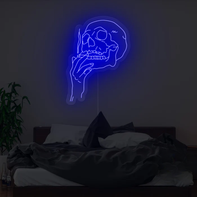Smoking Skull Neon Sign