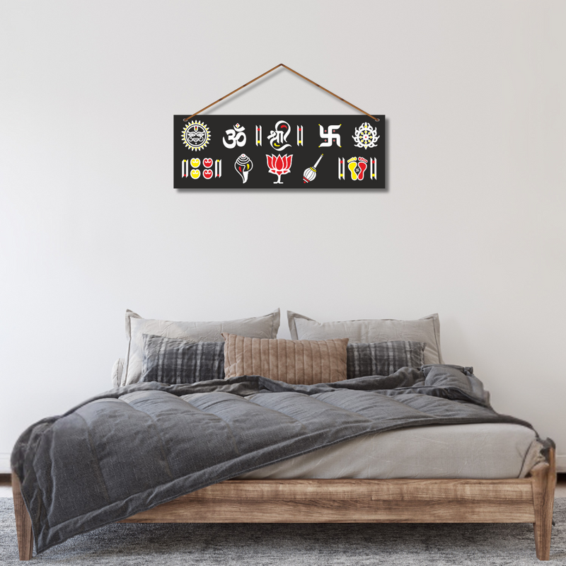 Shubh Sanket – Spiritual Hindu Symbol Wall Hanging - ICraft asia