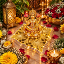 Gold Floral Mandala Pooja Chowki