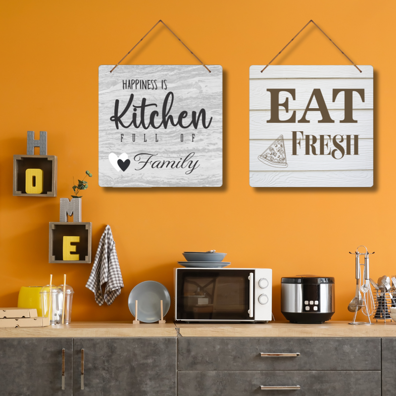 "Happiness is a Kitchen Full of Family, Eat Fresh" Wall Hanging