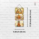 Radha Krishna, Ganesha, Laxmi Mata Wooden Wall Hanging