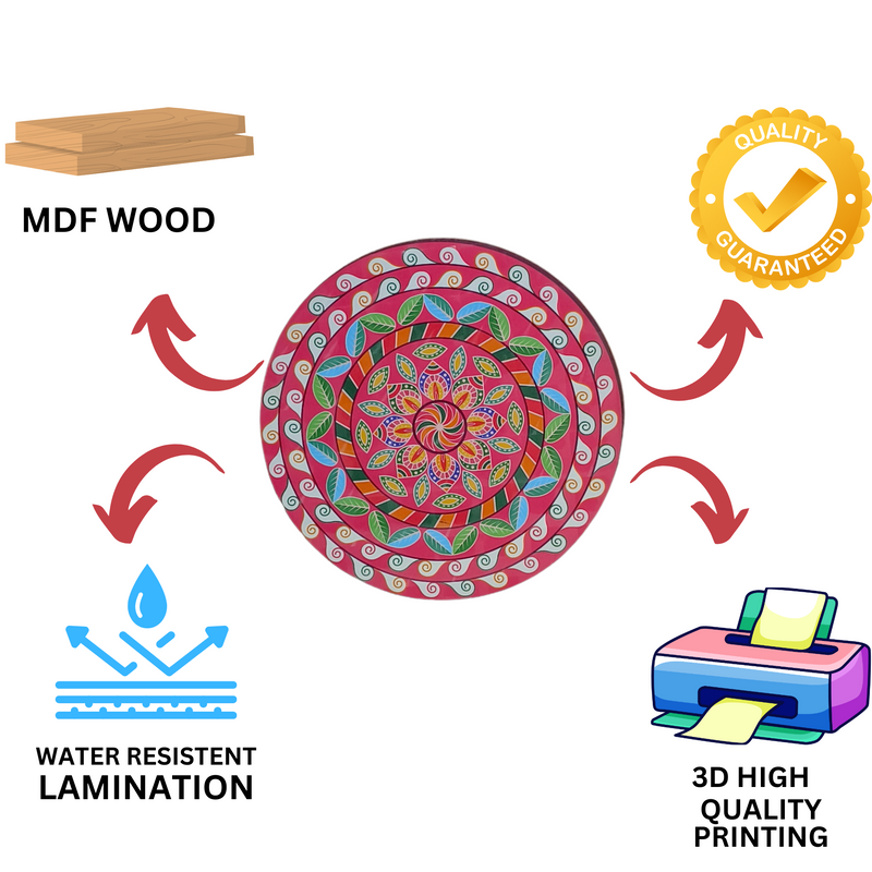 3D MDF Spiral Leaf Mandala Rangoli