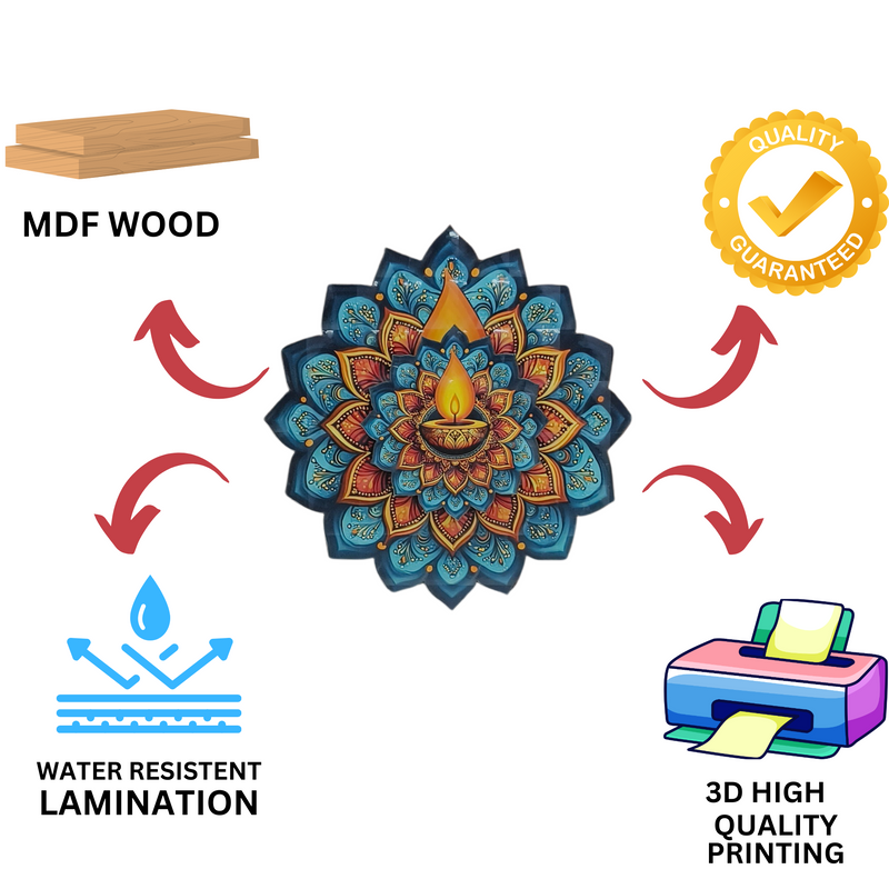3D MDF Diya Mandala Rangoli