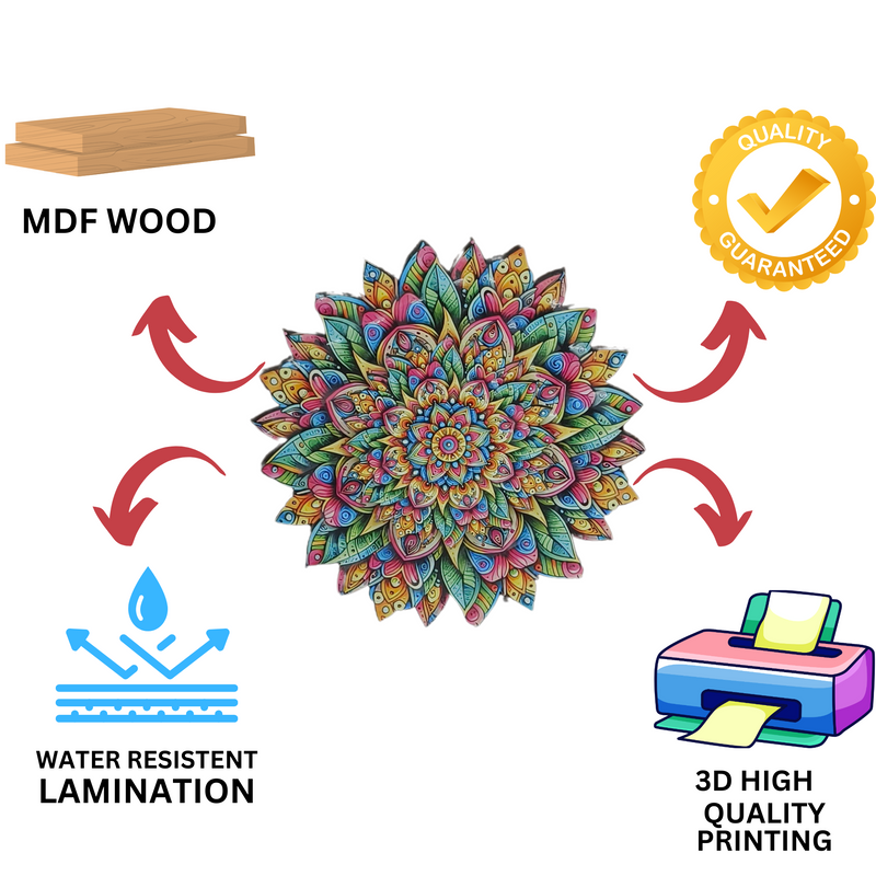 3D MDF Peacock Feather Lotus Rangoli