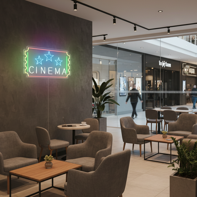 Cinema Ticket Neon Sign