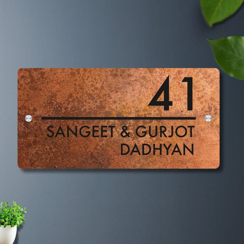 Futura (Rust Black) - Contemporary House Number/Name Sign